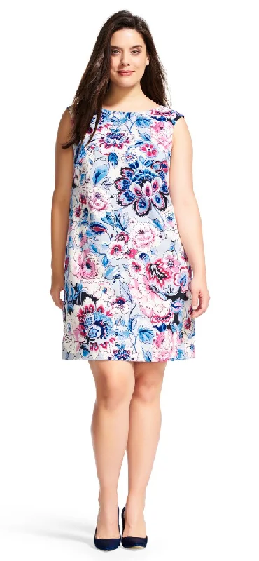 Women's Casual Outfit Must Haves Adrianna Papell - Sleeveless Floral Print Faille Dress AP1D100382SC