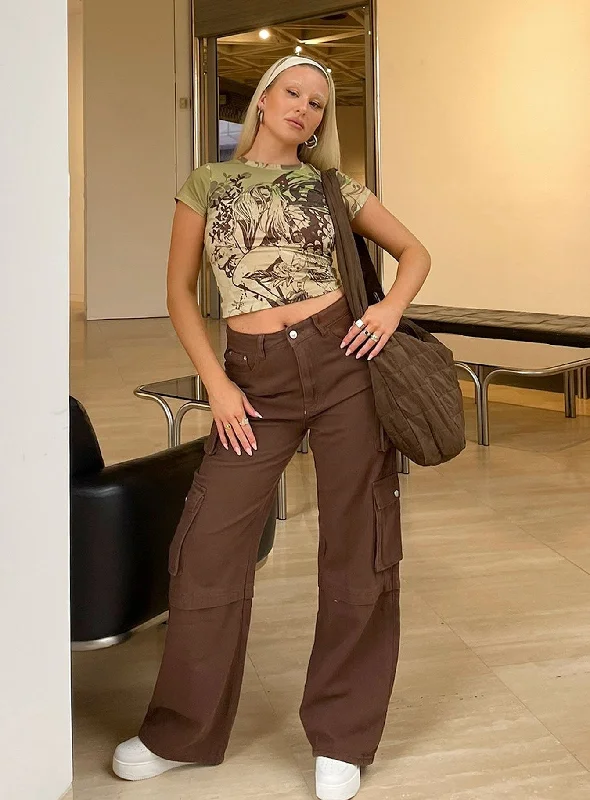 Women's Seasonal Wardrobe Clothing Dive Into Trendy Styles Darla Cargo Denim Jeans Brown Women's Seasonal Wardrobe Clothing Dive Into Trendy Styles Darla Cargo Denim Jeans Brown