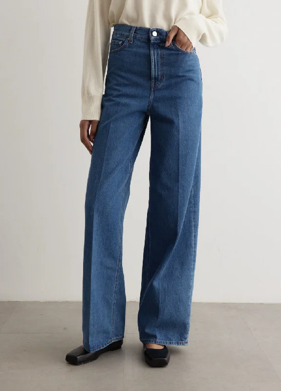 Women's Plus-Size Attire Wardrobe Refresh Wide Leg Denim Jeans 32"