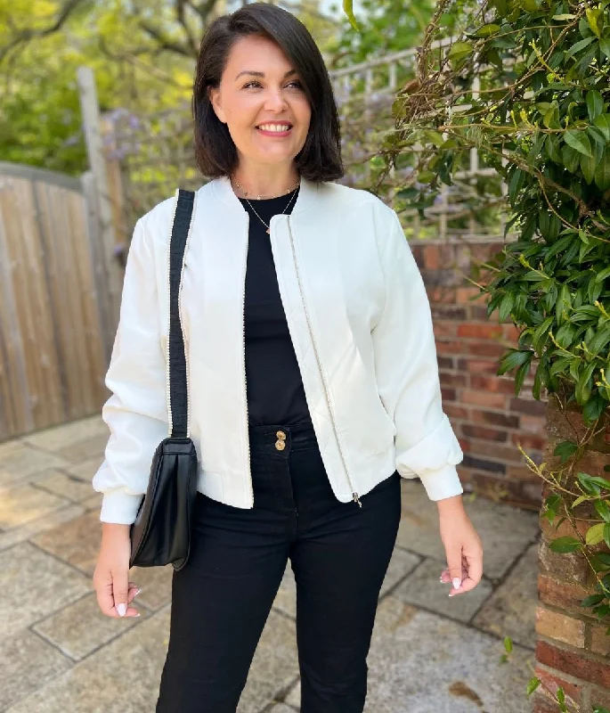 Women's Work Outfit Final Sale Ivory Bomber Jacket
