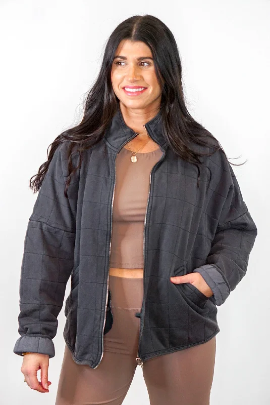 Women's Work Outfit For The Office Clearance Sale, All Cheap Quilted Comfort Soft Charcoal Jacket Women's Work Outfit For The Office Clearance Sale, All Cheap Quilted Comfort Soft Charcoal Jacket