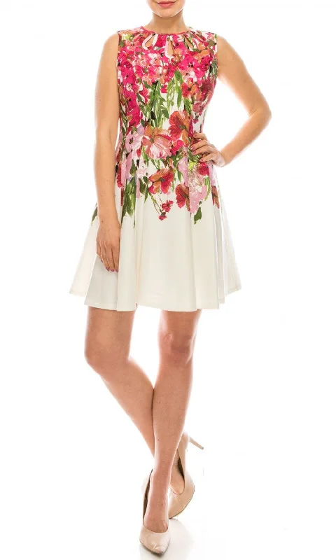 Women's Occasion Wear Apparel Special Offer Gabby Skye - Sleeveless Keyhole Neckline Floral Print Dress 57752MGSC