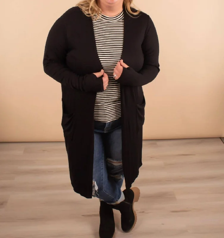 Women's Clothing For Casual Outings Laid-Back Elegance Aspen Ribbed Cardigan In Black Women's Clothing For Casual Outings Laid-Back Elegance Aspen Ribbed Cardigan In Black