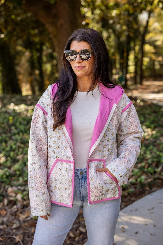 Women's Seasonal Wardrobe Clothing Style Without Limits Viral Floral Quilted Hooded Jacket Women's Seasonal Wardrobe Clothing Style Without Limits Viral Floral Quilted Hooded Jacket