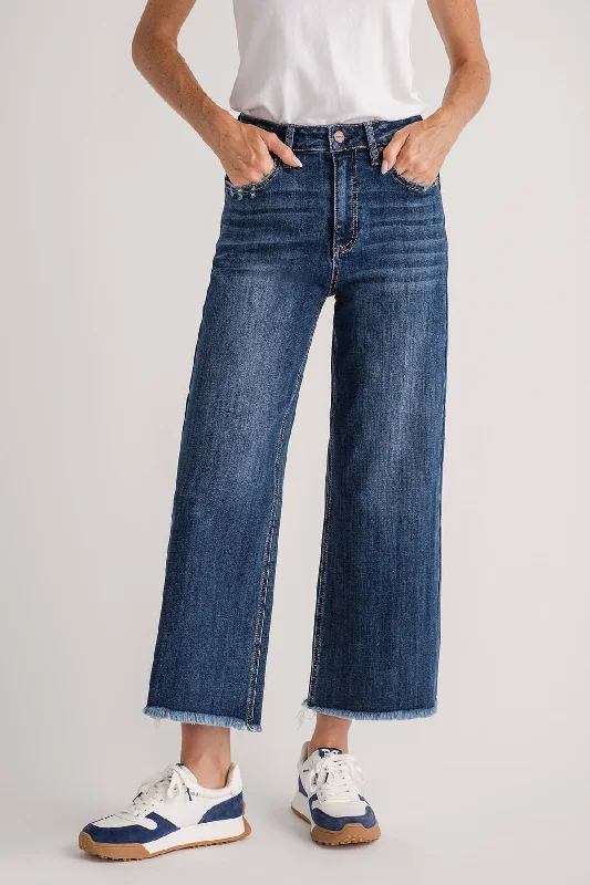 Women's Seasonal Attire Save On Inspired Styles Risen Crop Raw Hem Wideleg Jeans