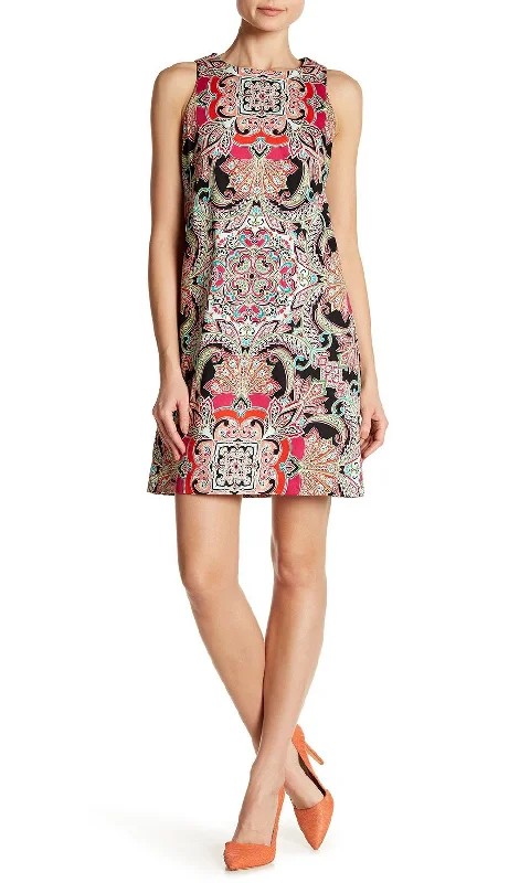 Women's Functional Apparel For Outdoor Activities Clearance Event London Times - Sleeveless Paisley Print Shift Dress T3260MSC