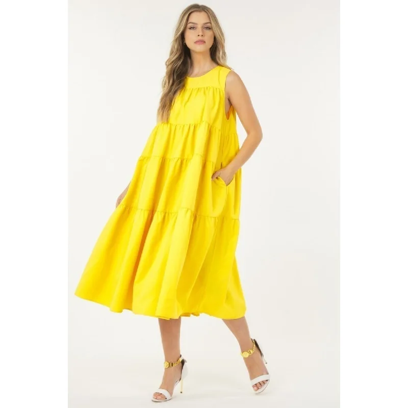 Women's Clothes And Apparel Sets Fashion Sale Sleeveless Basic Stretch Poplin Dress With Layers