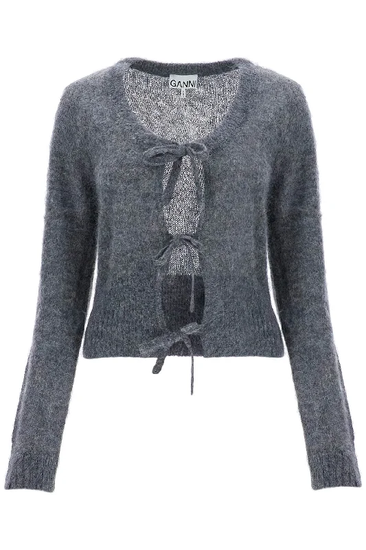 Women's Relaxed Clothes Buy More, Save More Ganni Women's Mohair Cardigan With Bow Accents Women's Relaxed Clothes Buy More, Save More Ganni Women's Mohair Cardigan With Bow Accents