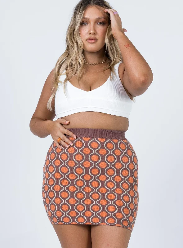 Women's Athletic Clothes Spring Wardrobe Sunset Mini Skirt Brown/ Red