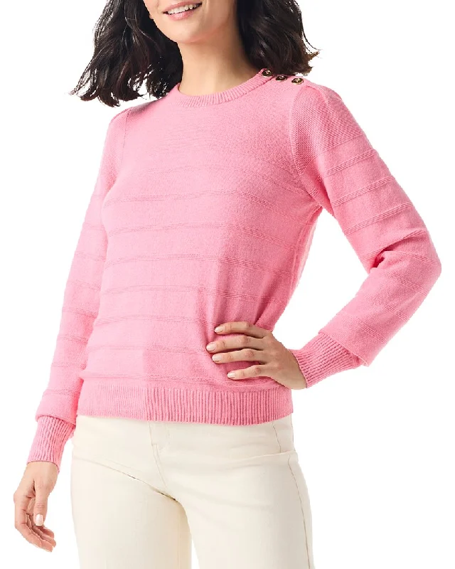 Chic Women's Outfit Seasonal Trend NIC+ZOE Button Shoulder Cashmere-Blend Sweater