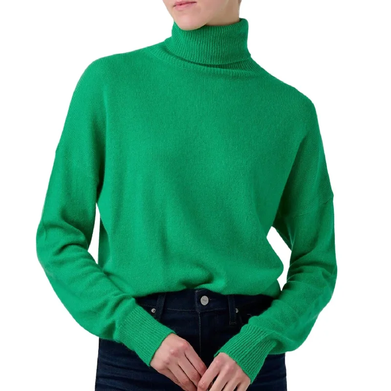 Women's Clothing For Special Occasions Modern Casual Clothing Women's Lightweight Roll Collar Sweater In Bright Green Women's Clothing For Special Occasions Modern Casual Clothing Women's Lightweight Roll Collar Sweater In Bright Green