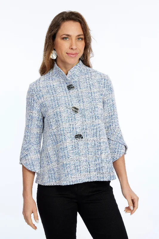 Women's Casual Outfit Big Discounts Women's Blue Swing Jacket Tweed Fabric Vaya LIOR Women's Casual Outfit Big Discounts Women's Blue Swing Jacket Tweed Fabric Vaya LIOR