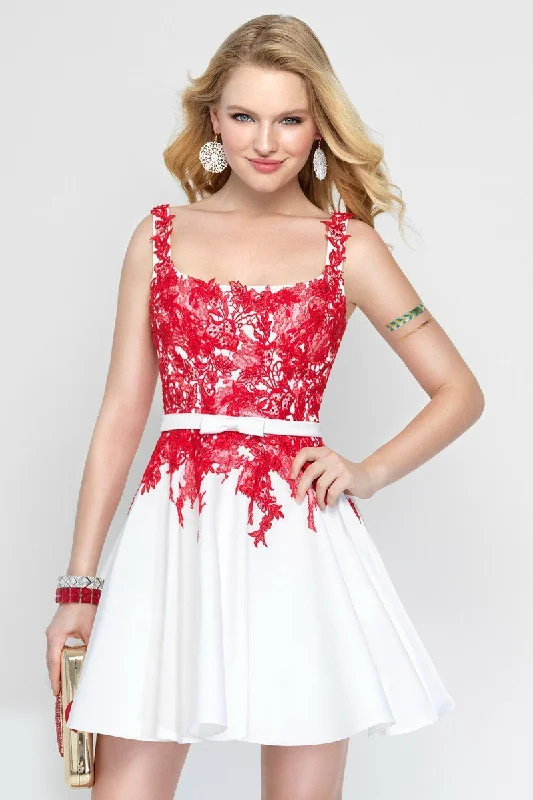 Stylish Women's Attire Step Ahead, Lead The Trend Alyce Paris 3689 - Lace Sleeveless Square Neck A-Line Cocktail Dress