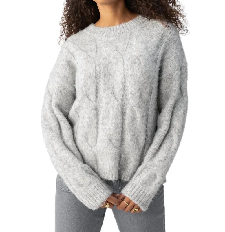 Affordable Trendy Clothes For Women High End Women's Wear Cozy Cable Crew Sweater In Grey