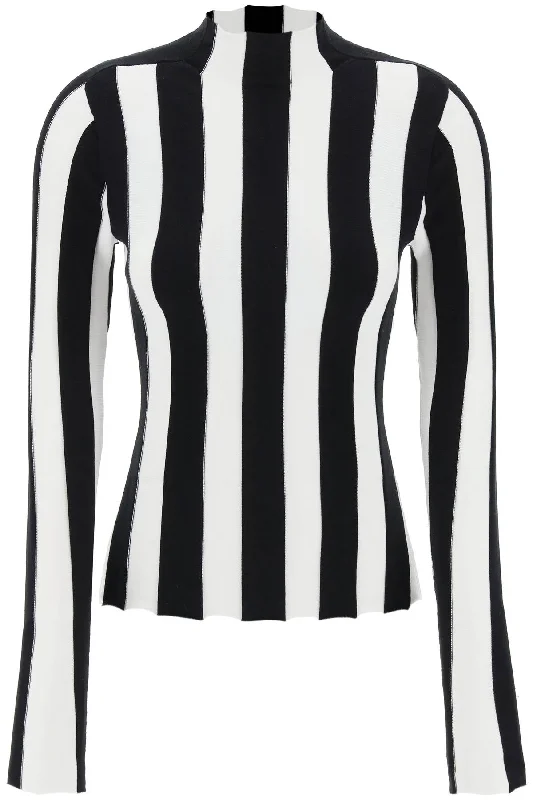 Sustainable Women's Clothing Odd Size Clearance Sale Interior Women's Ridley Striped Funnel-Neck Sweater Sustainable Women's Clothing Odd Size Clearance Sale Interior Women's Ridley Striped Funnel-Neck Sweater