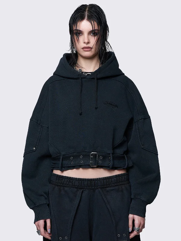 Women's Travel Garments Lightweight Fabric Ash Wash Cropped Hoodie