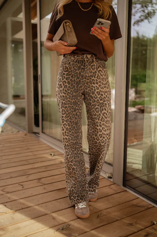 Women's Office Outfit Feminine Soft - Hued Styles Leopard Max Jeans