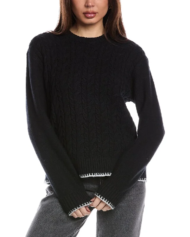 Women's Clothes For Outdoor Events Unbeatable Deals ATM Anthony Thomas Melillo Cable Crewneck Sweater Women's Clothes For Outdoor Events Unbeatable Deals ATM Anthony Thomas Melillo Cable Crewneck Sweater
