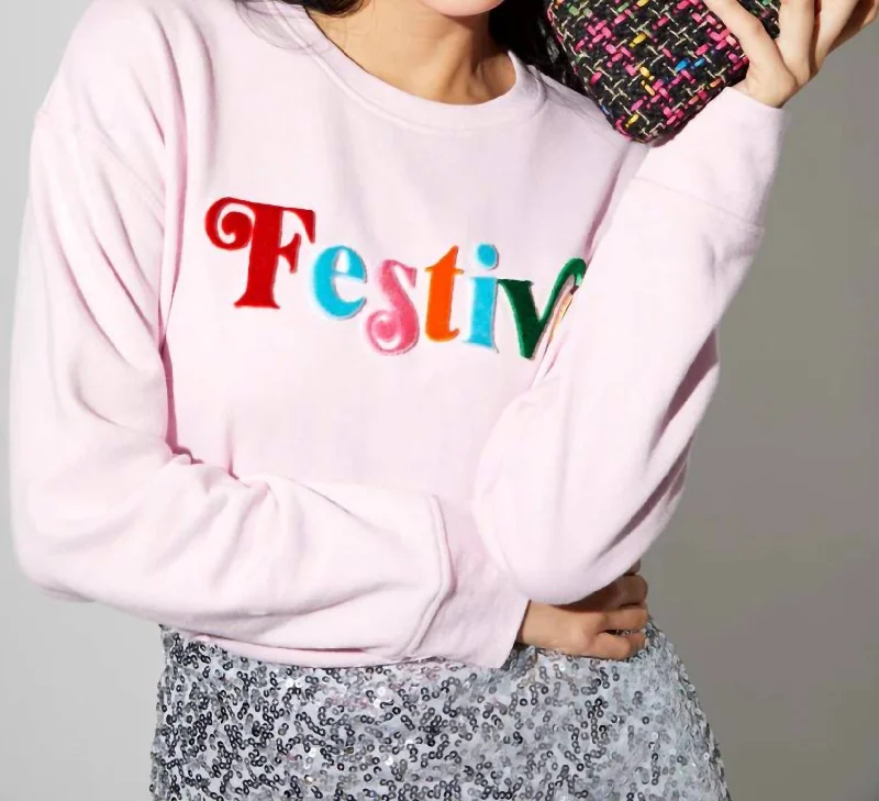 Women's Loungewear Clothes Fashion Forward Festive Sweatshirt In Blush