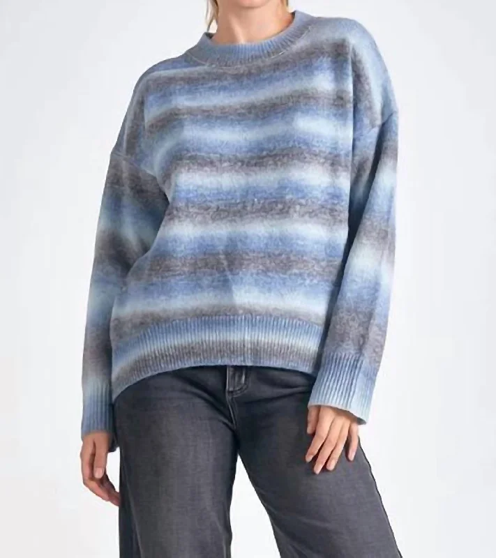 Women's Cozy Clothes Hot Trends Space Dye Crew Neck In Blue