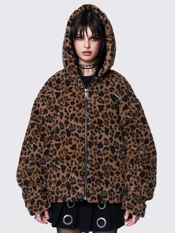 Fashionable Women's Clothing Hot Sale Leopard Borg Jacket