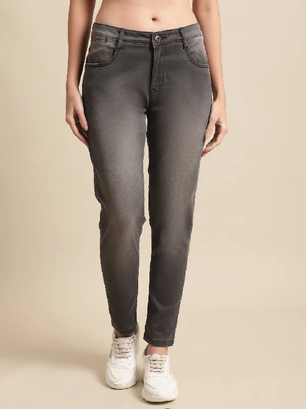 Women's Festive Attire Seasonal Sale Women's Casual Skinny Fit Grey Medium Fade Mid rise Jeans