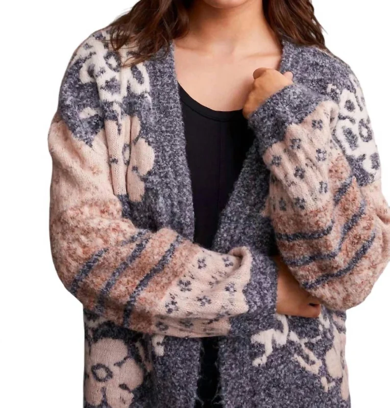 Women's Clothing For Travel Timeless Elegance Jacquard Knit Sweater In Grey Mix