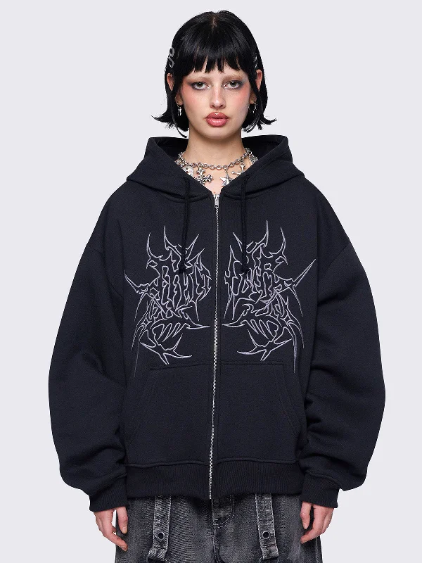 Chic Women's Garments Classic Charm Minga Ink Zip Up Hoodie