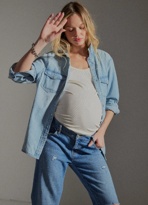 Stylish Outerwear Clothes For Women Crazy Price Slashing The Denim Maternity Shirt Stylish Outerwear Clothes For Women Crazy Price Slashing The Denim Maternity Shirt