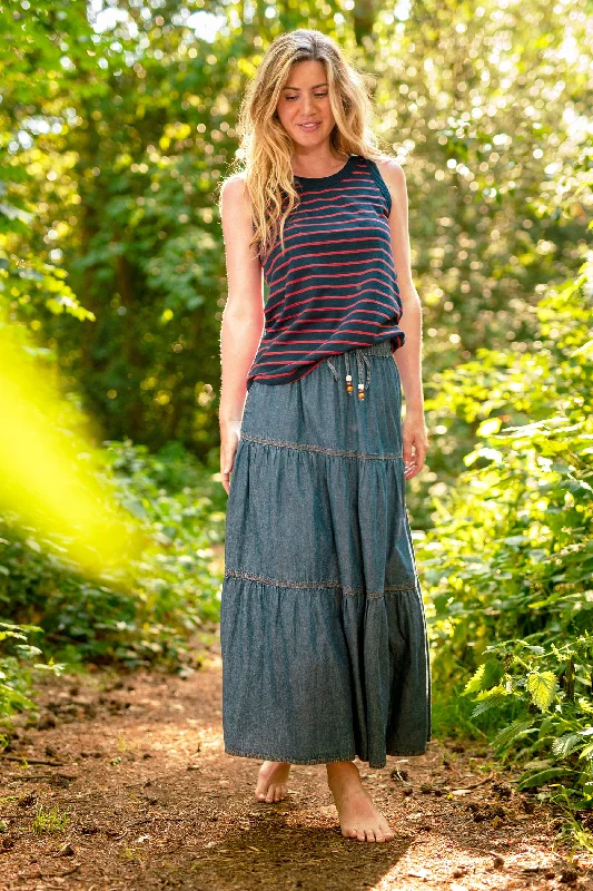 Women's Outdoor Activity Garments Effortless Sophistication Denim Maxi Skirt
