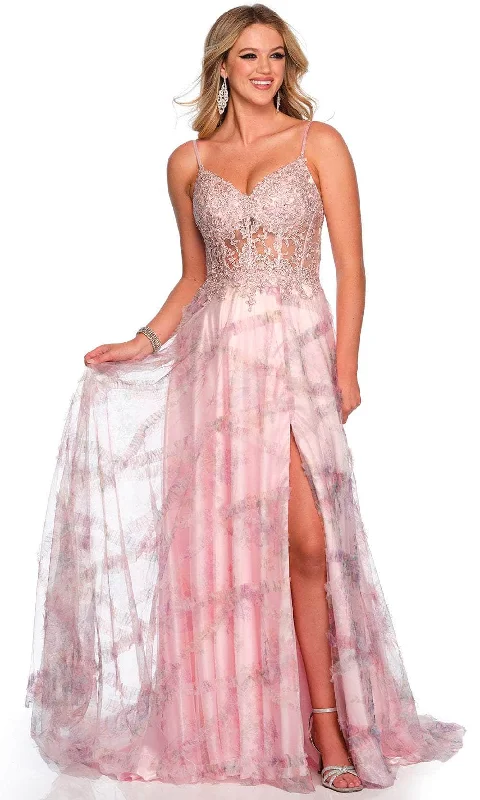 Women's Casual Garments Effortless Chic Apparel Dave & Johnny 11428 - Sleeveless Lace Applique Gown