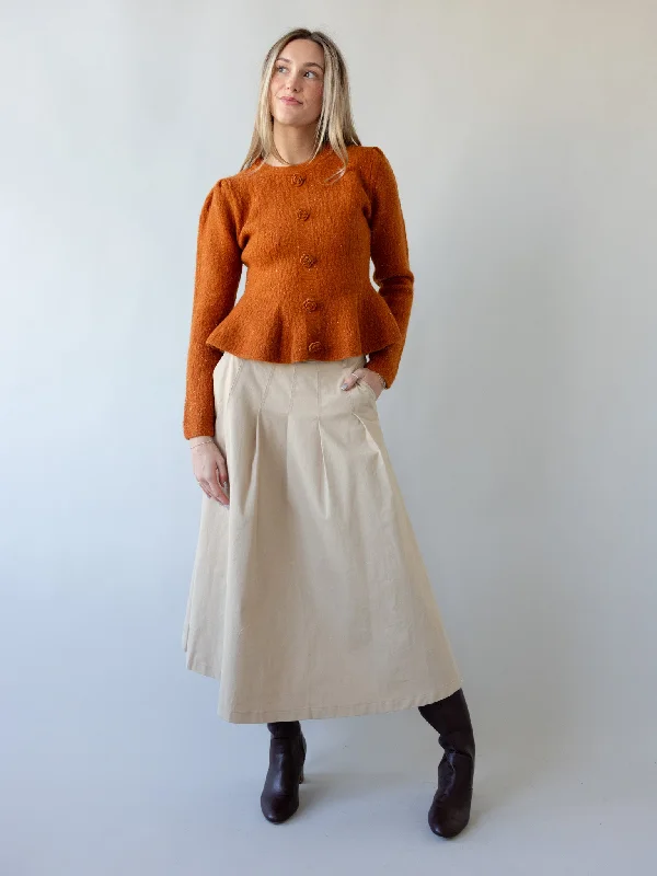 Women's Plus-Size Attire Redefining Women's Fashion Agatha Khaki Midi Skirt