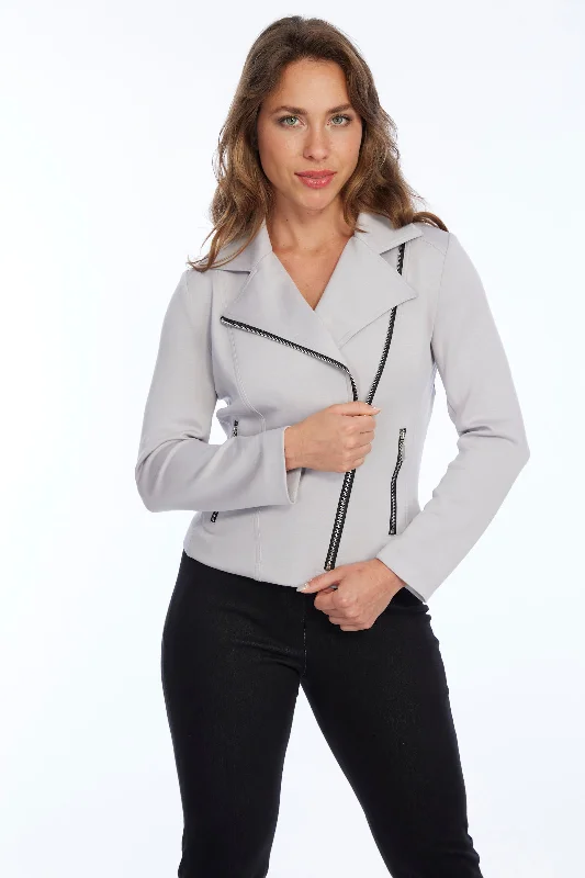 Women's Vacation Outfit Set New Styles Just In Women's Zipper Ponte Knit Motto Jacket | LIOR Women's Vacation Outfit Set New Styles Just In Women's Zipper Ponte Knit Motto Jacket | LIOR