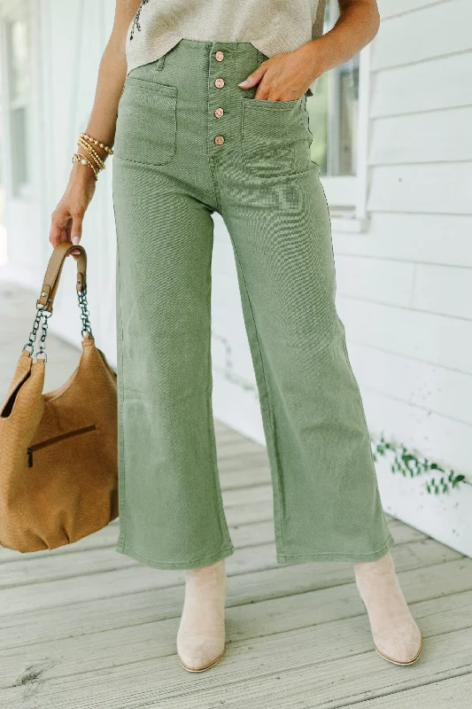 Women's Trendy Outfit Innovate Your Wardrobe More To Love Olive Green Denim Pants