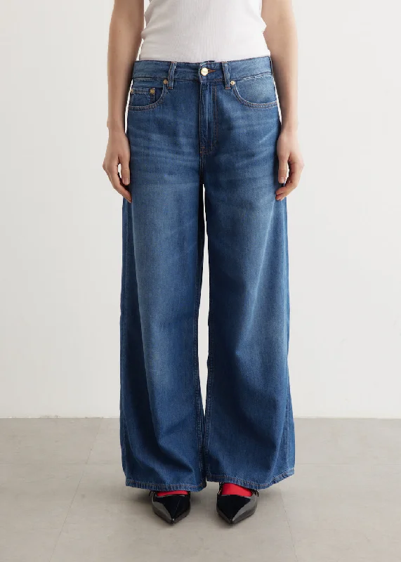 Women's Elegant Garments Exclusive Sale Light Denim Wide Jeans