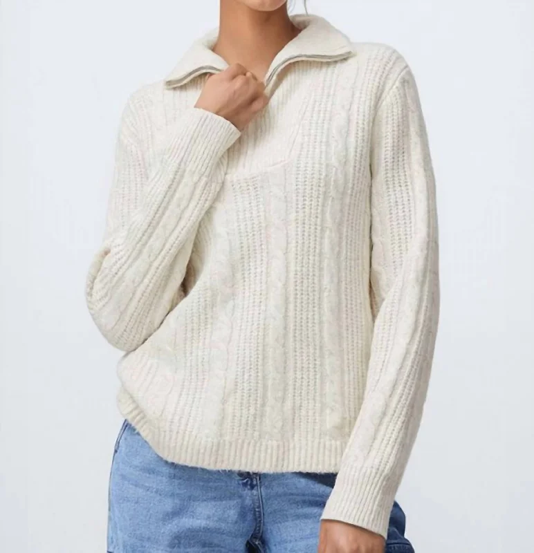 Women's Professional Clothes Sophisticated Fashion Nopa 1/2 Zip Sweater In Off White