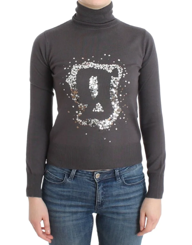 Women's High-Fashion Outfit Rustic Countryside Charm Look John Galliano Elegant Virgin Wool Turtleneck Women's Sweater