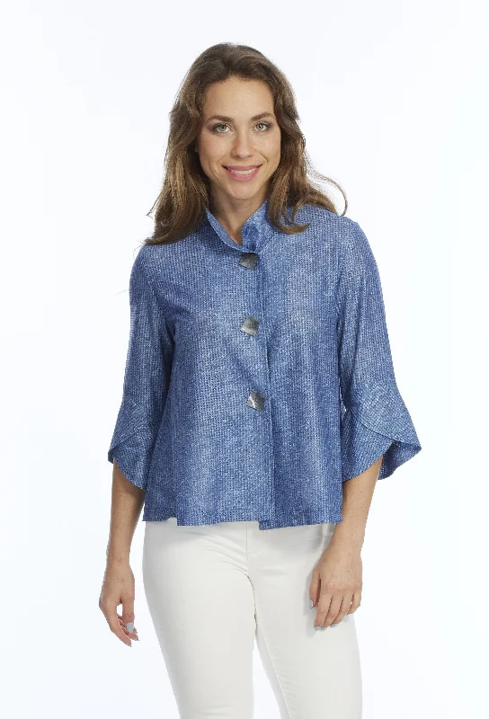Comfortable Outfit For Women Top Deals Women's Chambray Blue Mesh Jacket Vaya LIOR