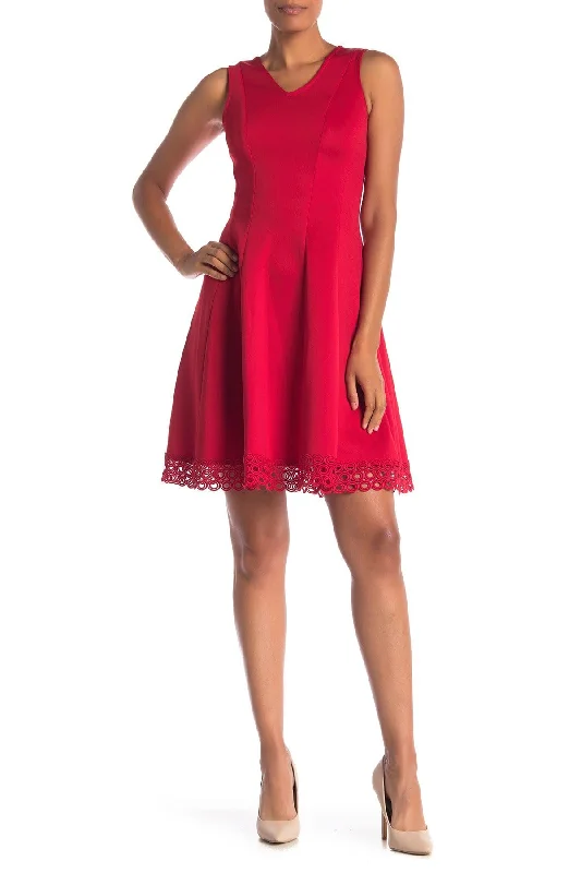 Women's Workout Clothing Find Your Unique Flair Donna Ricco - Sleeveless V-Neck Scuba Dress DR50487SC