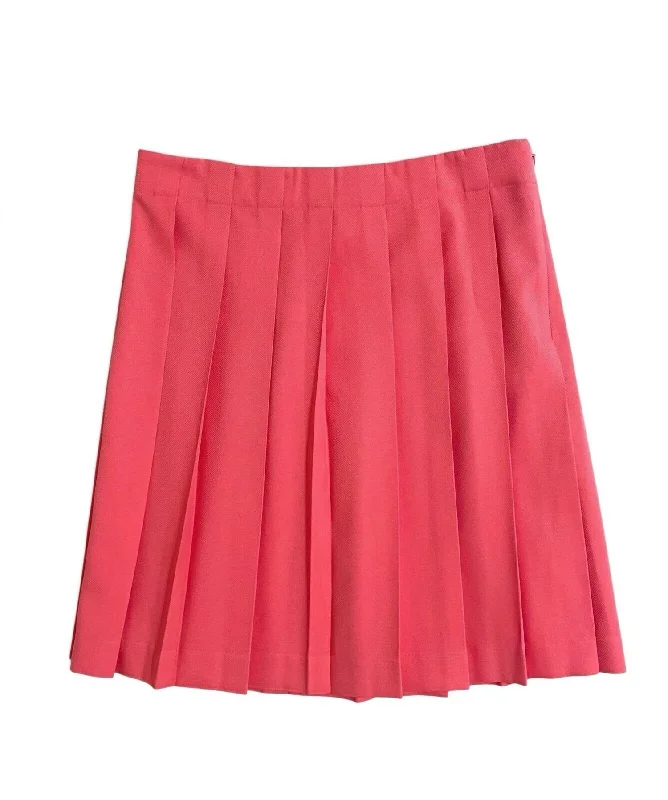 Women's Occasion Wear Clothing Sustainable Fashion Extravaganza Women's Above Knee A-Line Pleated Skirt In Pink Women's Occasion Wear Clothing Sustainable Fashion Extravaganza Women's Above Knee A-Line Pleated Skirt In Pink