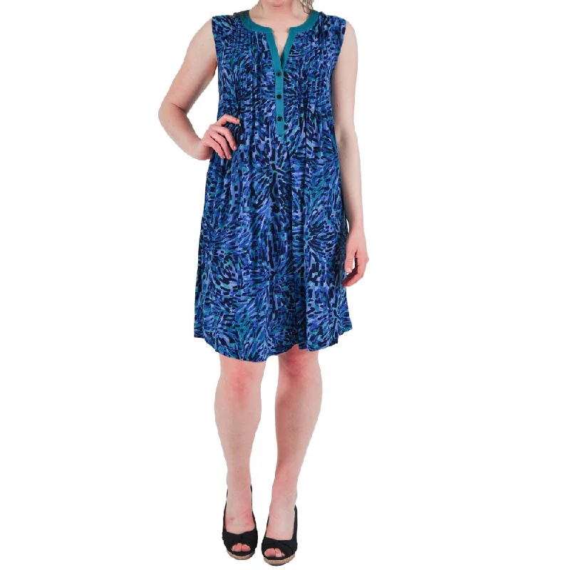 Women's Clothing For Work Massive Selection Sale La Cera Women's Sleeveless Print Dress with Contrast Trim