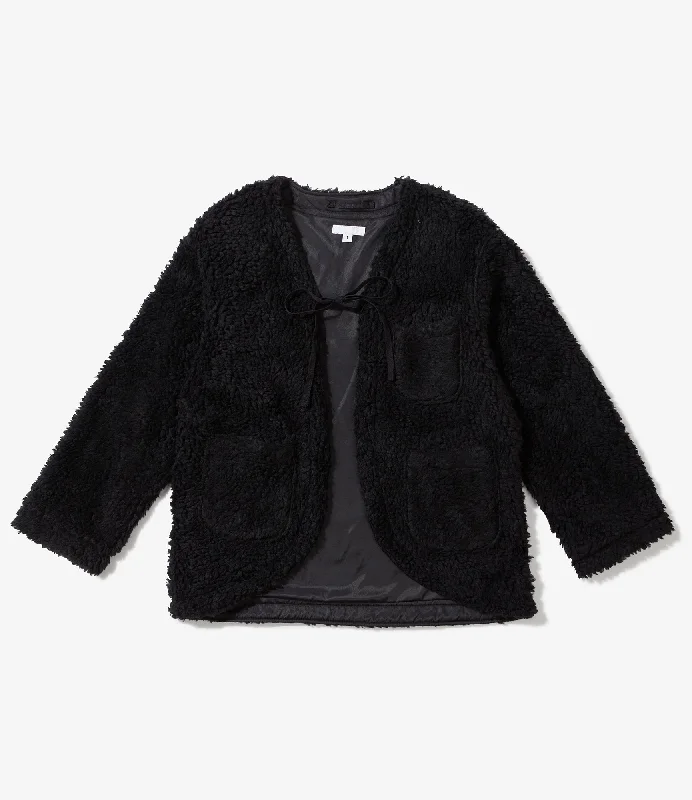 Women's Trendy Clothing Quick Grab Deals Engineered Garments Black Shearling Cutaway Jacket Women's Trendy Clothing Quick Grab Deals Engineered Garments Black Shearling Cutaway Jacket