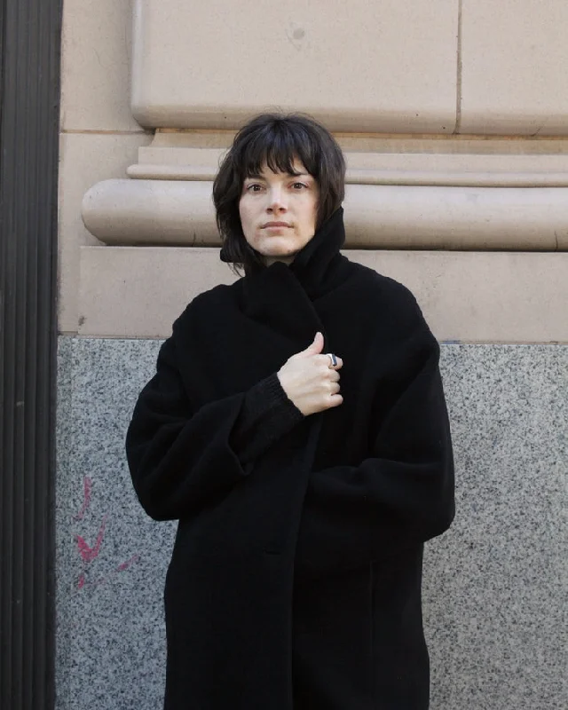 Women's Clothing Sets The Good Stuff T-Coat Black Wool Overcoat