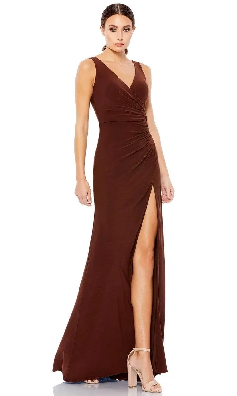 Women's Comfortable Garments Vintage Retro Party Wear Ieena Duggal - 26513 Sleeveless V-Neck Sheath Dress