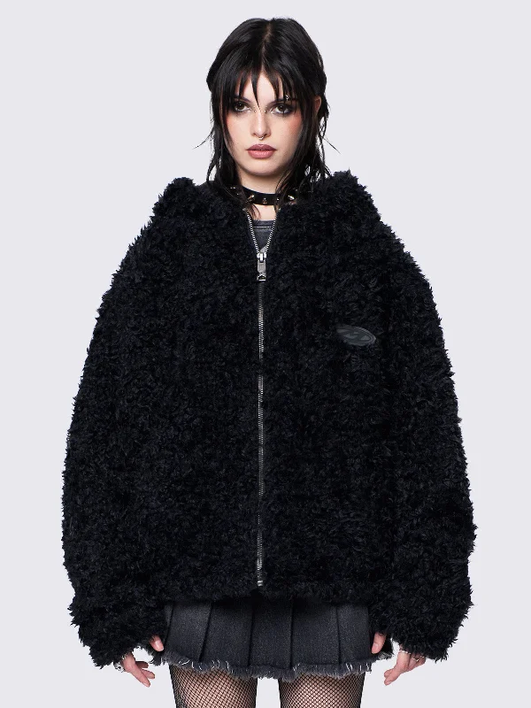 Classic Clothes For Women Casual Chic Bunny Ear Faux Fur Jacket