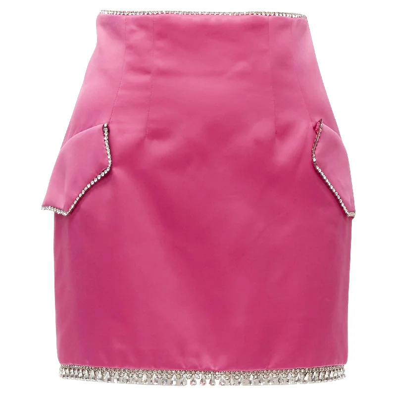 Women's Seasonal Garments Graceful Drape Giuseppe Di Morabito satin bling crystal rhinestone mini skirt Women's Seasonal Garments Graceful Drape Giuseppe Di Morabito satin bling crystal rhinestone mini skirt