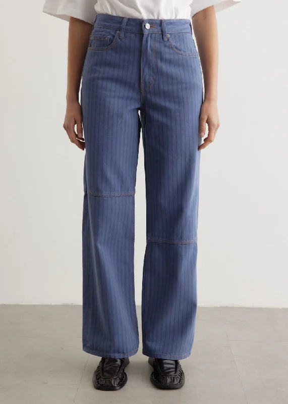 Women's Outdoor Activity Garments Evening Elegance Stripe Overdyed Denim Jeans